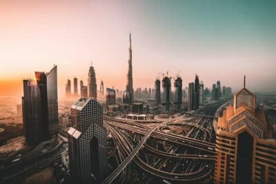 dubai city landscape with skyscrapers